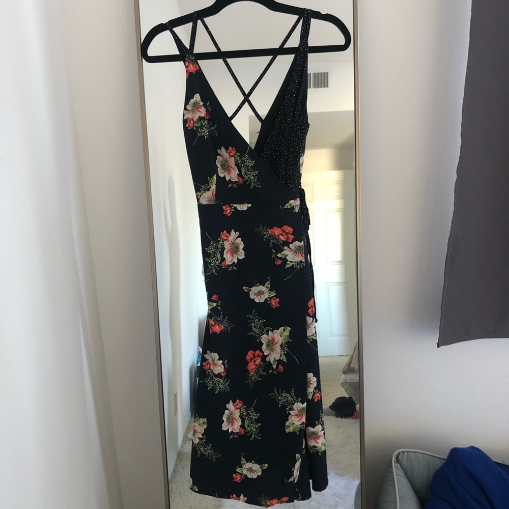 NWT Topshop floral and polka dot dress US 4